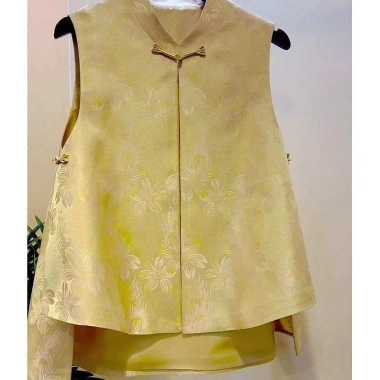 

Rich woman vest buckle style design sense top fashion vest trend temperament 3XL (recommended 138-75kg)