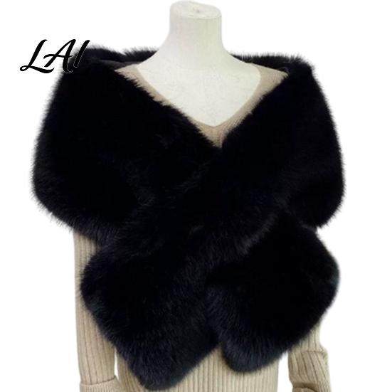 Soft Shawl for Women Women's Faux Fur Shawl Plush Collar Scarf Wrap Solid Color Breathable Multi-functional Winter Colder Warm Wrap Bridal