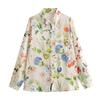 Jnleaog New Arrival Women's Clothing Fashion Style French Style Casual Fashion Personalized Minority Florals Print Satin Shirt
