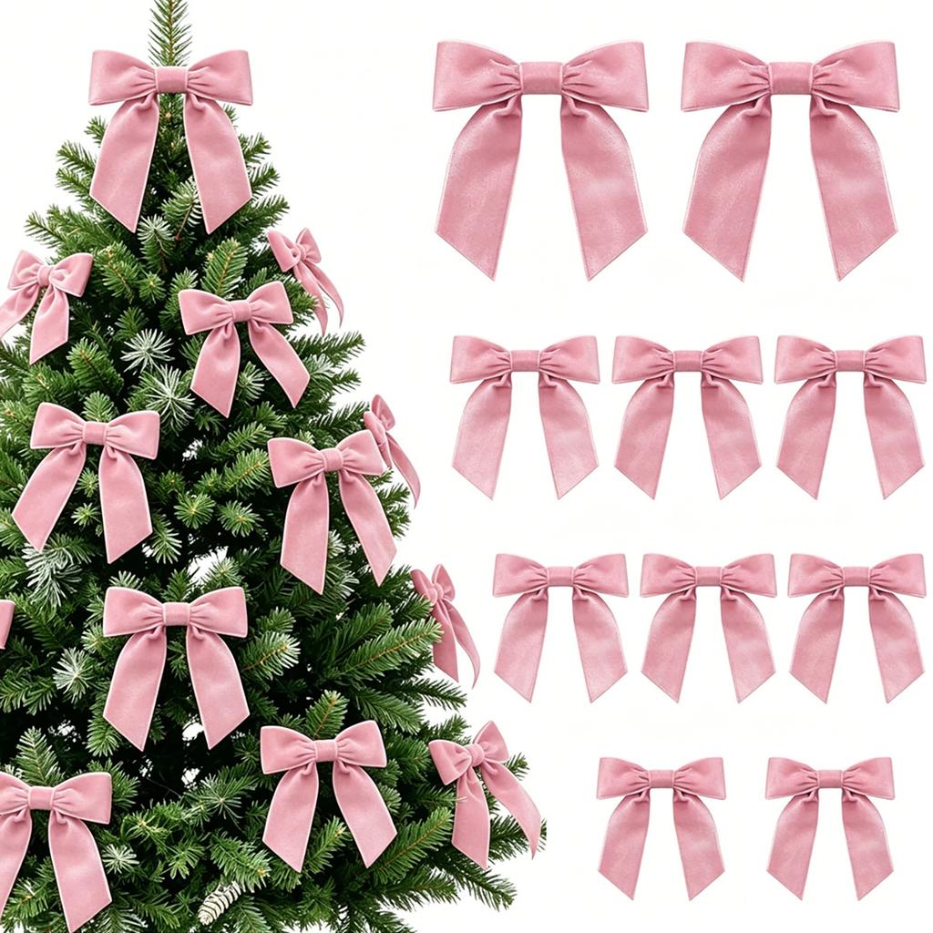 Große Schleifen für Geschenkboxen 10 Stück Samt-Weihnachtsschleifen, 11x12,5cm Band-Ornament mit integriertem Kabelbinder Kranzdekorationen Weihnachtsbaum und Box, Festlich