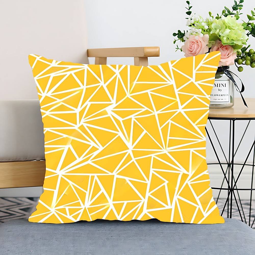 Желтый Геометрический Декоративный Узор Наволочка Чехол для Подушки Полиэстер Наволочка Декоративная Подушка для Дивана Чехол для Подушки Домашний Декор 16x16Inch