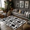 Tuniu Black White Geometric Rug Non-Slip Area Rug for Living Room Bedroom Kitchen Floor Mat Decorative Rug
