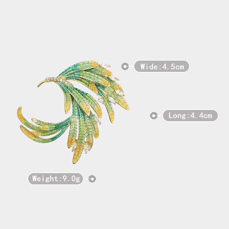 New Elegant Zircon Phoenix Brooch with Enamel Gradient for Suits