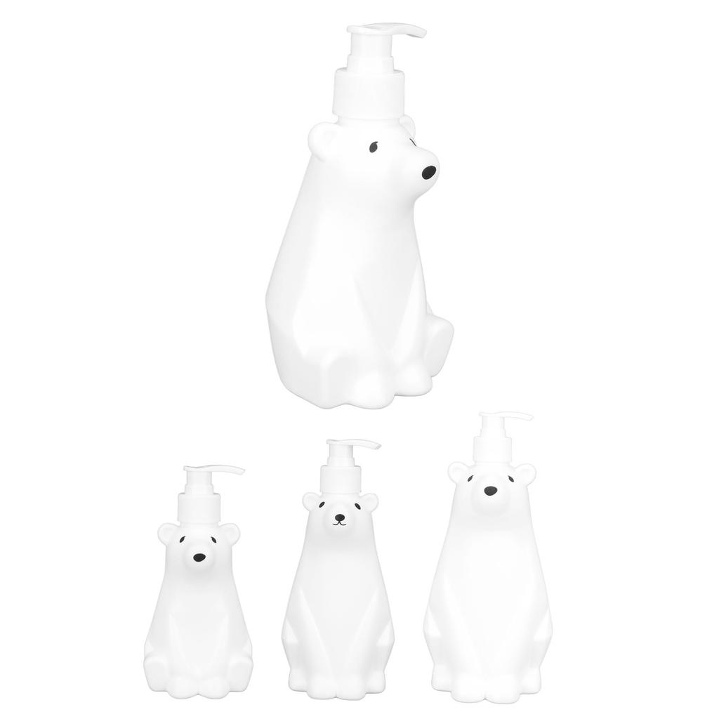 Shampoo Dispenser Cute Stylish White Bear  Space Saving Shower Bottles Strong  Pump Type for Bathroom