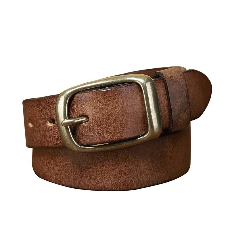 Belt Men's Retro Pure Cowhide Jeans Belt Male Student Fashion Leather Pin Buckle All-Matching Female Universal