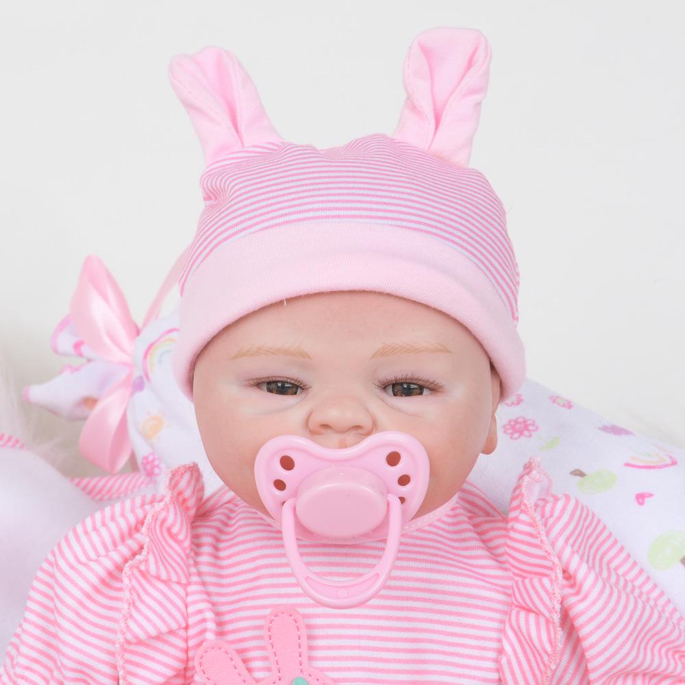Lifelike Baby Reborn Dolls Rooted Mohair Silicone Vinyl Fake Newborn Doll Baby