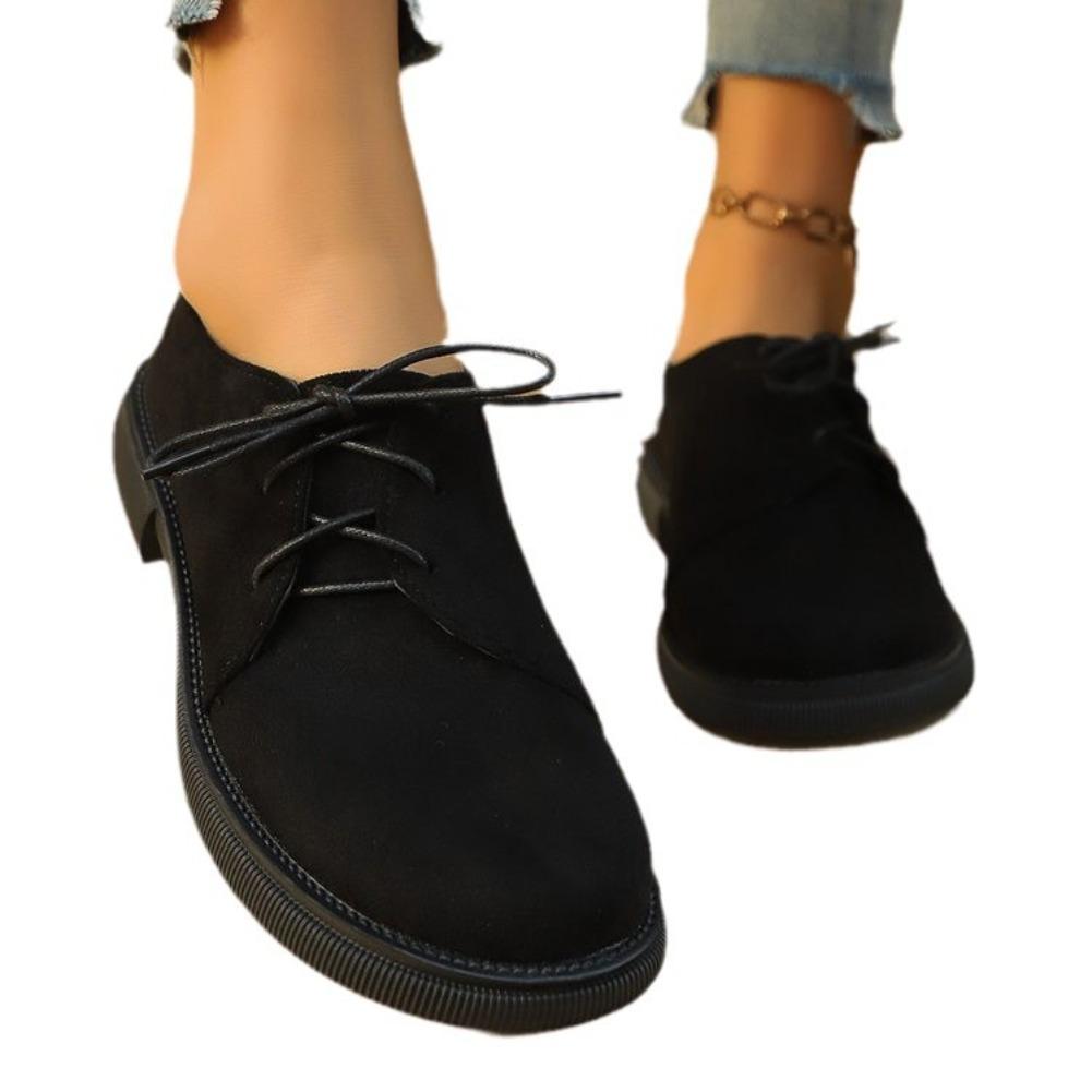 Mode Clasic Schnürschuhe Wildlederimitat Runde Pumps Schuhe Damen Vintage Mix Farbe Mittelhoch Einzelne Schuhe Frauen Heißer Verkauf Große Größe Slipper Mujer