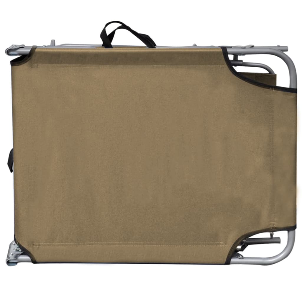 Folding Sun Lounger with Sunshade Steel Taupe