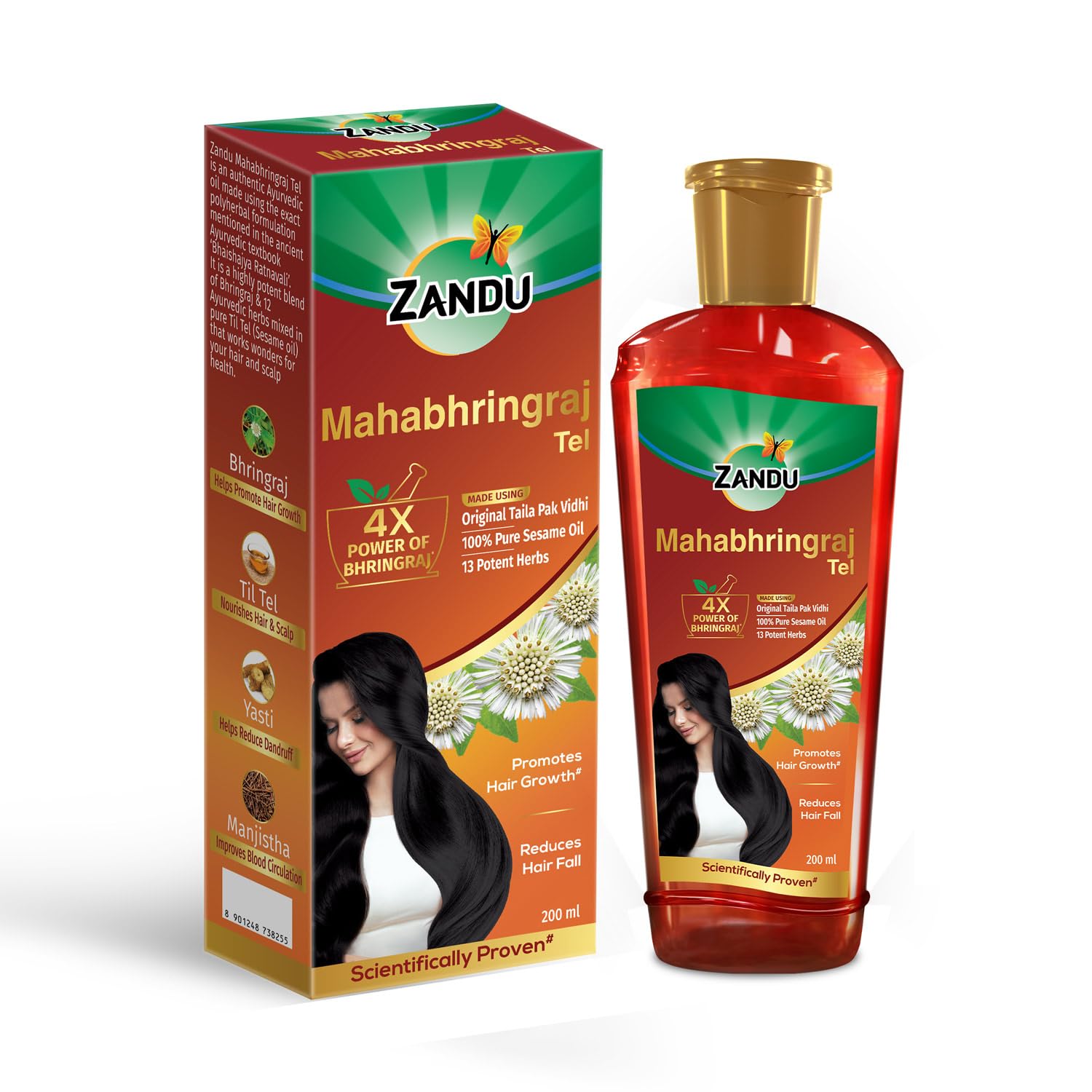 

Zandu Mahabhringraj Tel Ayurvedic Hair Oil 200 ml With Sesame Oil For Strong Hair Traditional Taila Pak Massage Care