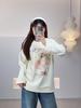 2025 Plus Size Women's Fleece-Lined Sweatshirt with Cat Beaded Print, Slimming Fit W-261