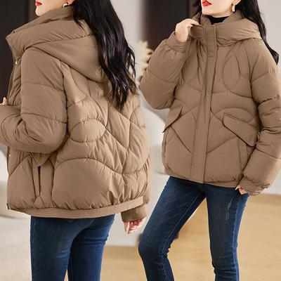 Veste Rembourrée Veste Rembourrée Courte Hiver Épaissie Pain Ample À Capuche