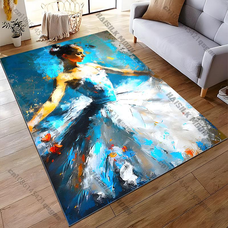 Elegant Ballet Dancer In Motion Carpet Yoga Living Room Room Decor Children's Crawling Mat Doormat Area Rug Games Mat
