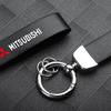 Car Key Accessory New Metal Leather Emblem Keychain Key Ring Cover For Mitsubishi ASX Lancer Pajero Outlander L200 EVO Accessory