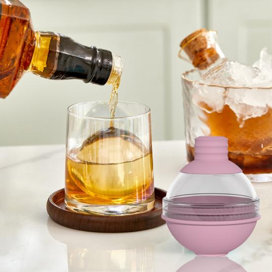 1/4 paczki Forma do kulek lodowych z pokrywką w kształcie lejka Silikonowe formy do hokeja na lodzie niezawierające BPA Kulki Szczelna, łatwa w uwalnianiu forma do lodu do koktajli whisky Bourbon