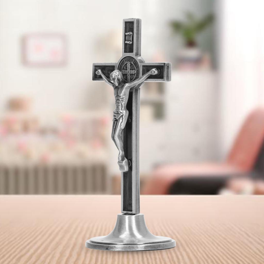 Catholic   Hand Made Zinc Alloy Metal Vertical Catholic Crucifix Wall   with Removable Base