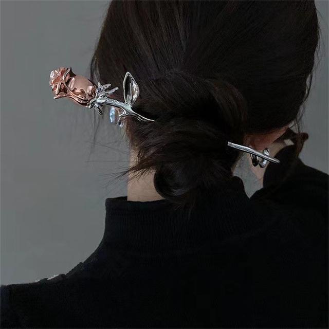 Chinese Punk Ruby Pendant Sword Hairpin Fashion Simple Modern Headdress Back Of The Head Pan Hair Ornament Fashion Retro New