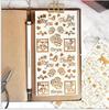 Retro Gold Christmas Stickers: 4 Designs - Cat, Birdcage, English Letters, Garden.
