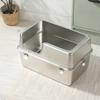 Stainless Steel Litter Box Open-Top Cat with High Sides Easy-to-Clean