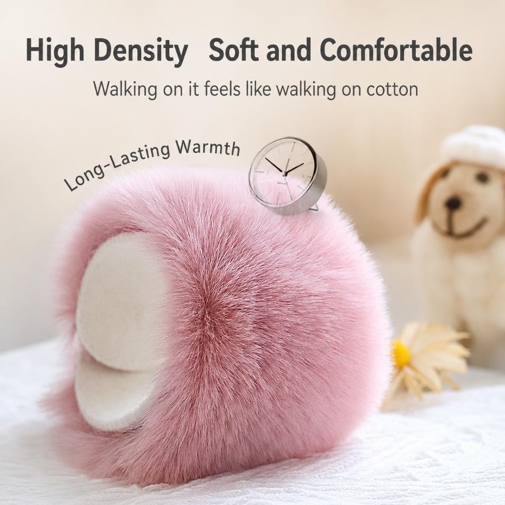 Faux Rabbit Fur Winter Insoles, Thick Soft Shoe Inserts with Felt Backing for Boots and Casual Shoes, 1 Pair