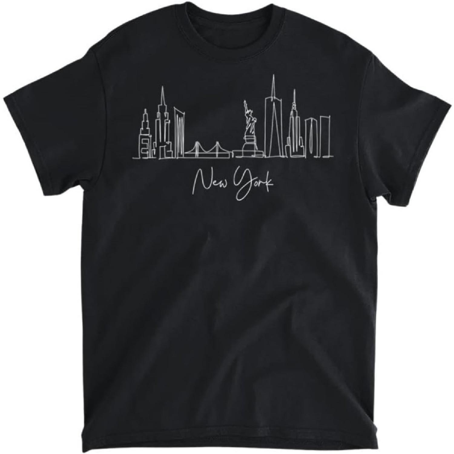 New York Skyline Tee NY City Vacation Statue of Liberty T-Shirt, Long Sleeve Shirt, Sweatshirt, Hoodie Unisex Adult Size Made in Canada XXXXXL разноцветный