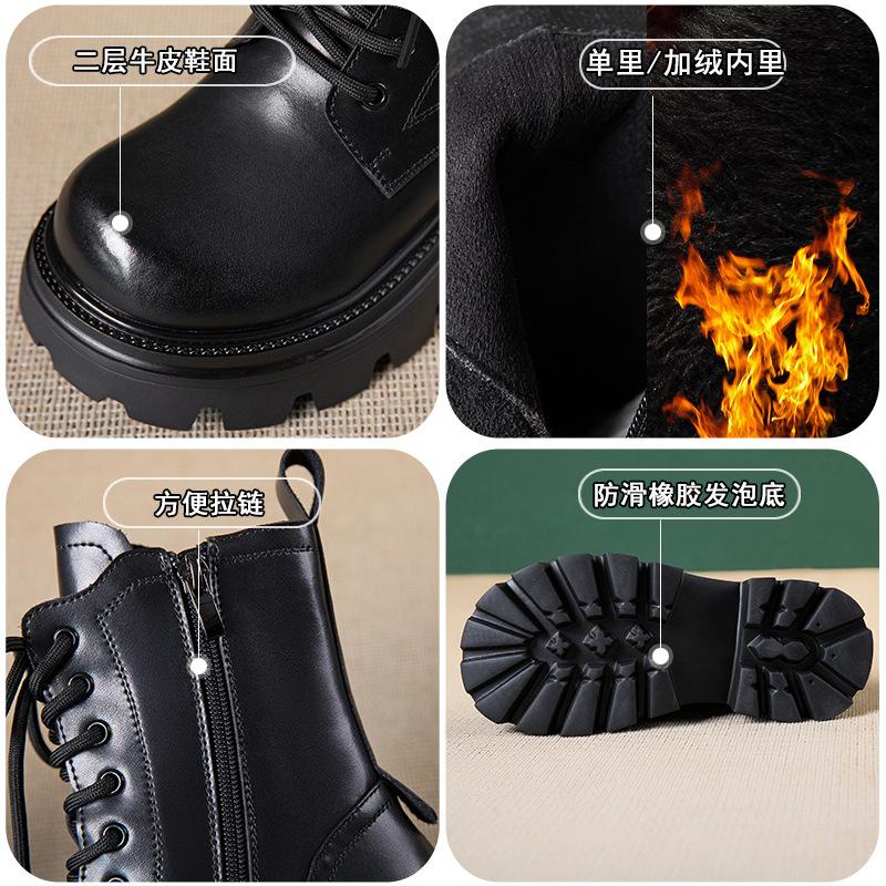 New thick heel single boots, spring and autumn boots, small height-increasing Martin boots show feet, small fashion short boots