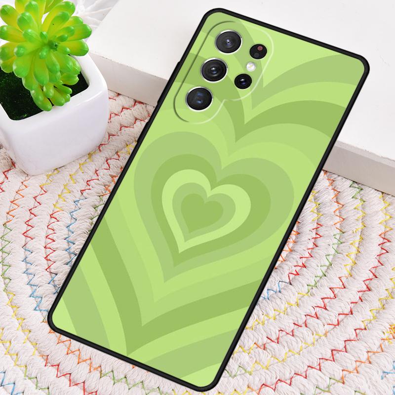green Heart Circle Silicone Phone Case For Samsung Galaxy note 10 pro S26 S25 S24 S23 S22 S21 Plus S25Ultra Capa Cover
