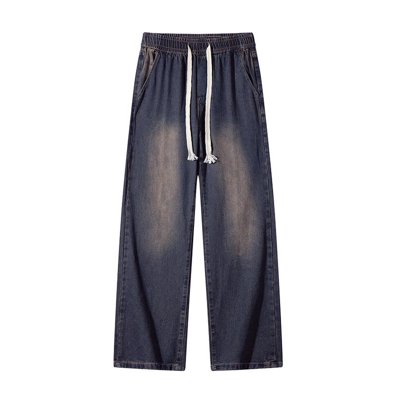 

Yadu Four Seasons Retro Hong Kong Style Loose Straight Jeans - Unisex Casual Autumn Wear Long Pants 522 L