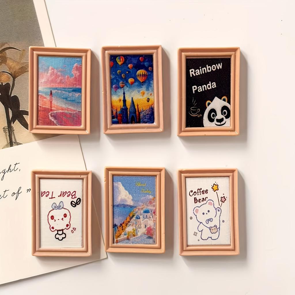6pcs Cartoon Po Frames  Fridge Magnets  Magnetic Decorative Items  Po Messages  and Fixed Magnets