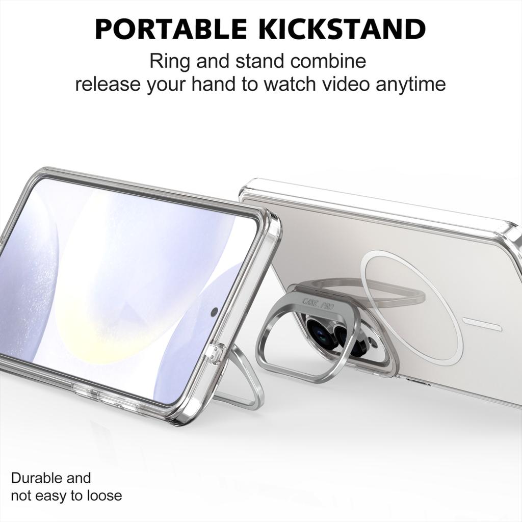 For Samsung Galaxy S25 Edge Case Compatible with MagSafe TPU+Acrylic Gradient Phone Cover with Kickstand
