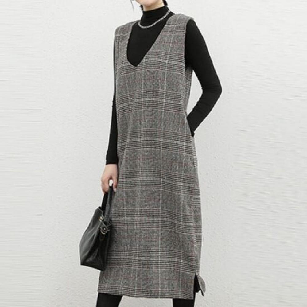 NaVaVa Women Casual Check V Neck sleeVeless Dress No961