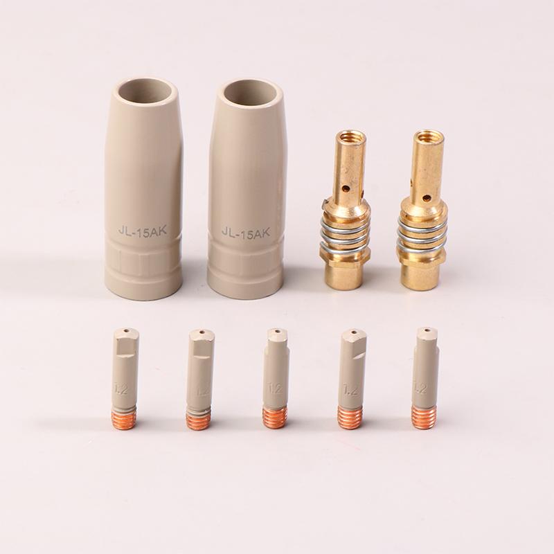 9 stk 0,8/1,0/1,2 mm Mig-brenner Gassdyse Tipsholder Beskyttelsesdeler 15Ak Sveisebrenner Beleggbeskyttelsesdyse