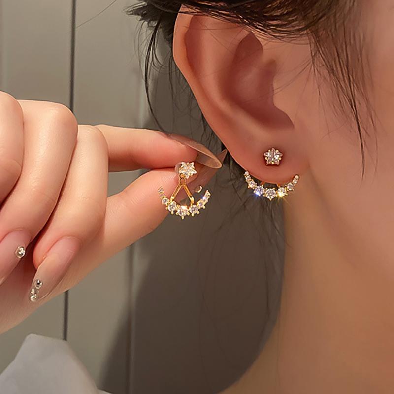 Zircon Women's Earrings 2023 Summer New In Fashion Star Moon Stud Earring Aesthetic Luxury Designer Zircon Wedding Gift