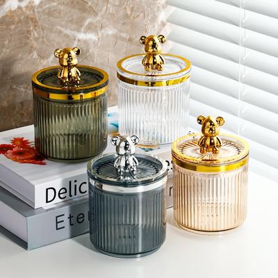 Luxury Bear Cotton Pad Organizer Bathroom Storage Box For Cotton Swabs Toothpick Cosmetics Jewelry Makeup Remover Pad Container