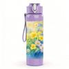 1PC Soft Pastel Blue Yellow Flower Print 750ml Color Plastic Sports Water Bottle Leakproof Flip Straw Lid Suitable for Sports Office Home Use