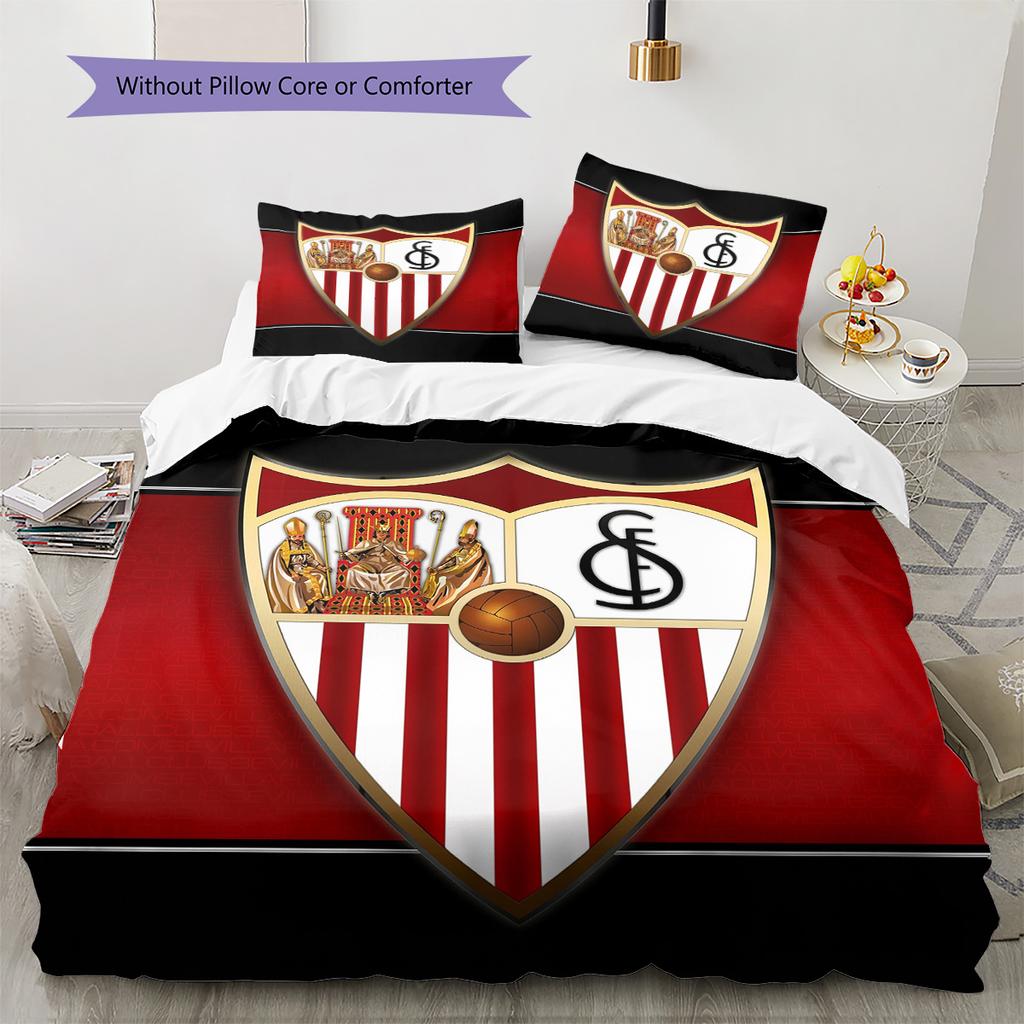Sevilla FC Patrón Juego de Ropa de Cama Colcha Decoración del Hogar Regalo (1 funda nórdica + 2 fundas de almohada sin relleno.)