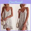 Abito Estivo Boho da Donna Senza Maniche Scollo a V Floreale in Tessuto Premium Misto Cotone