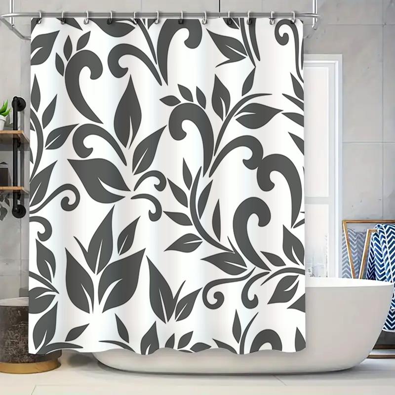 

Classic Floral Shower Curtain Fabric Home Decor Waterproof Bath Accessories 180x240cm Grey White Black Pattern 90x180cm