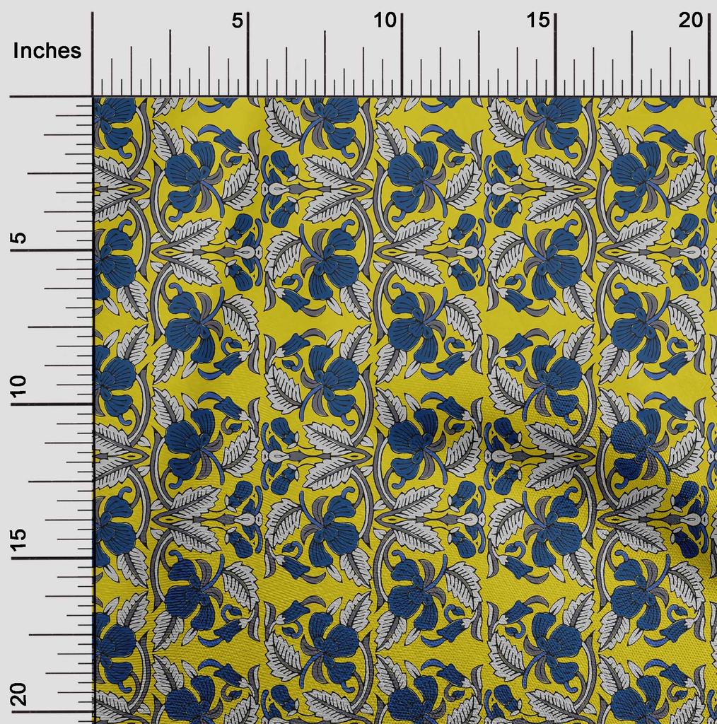 oneOone Bavlněná flexibilní tkanina s listy a květinovým blokem potištěná řemeslná tkanina BTY 40 palců