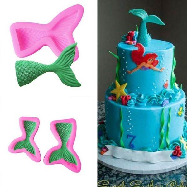 Mini Tail Mermaid Silicone Mold For Cake Decorating Baking Chocolate Mold Pink