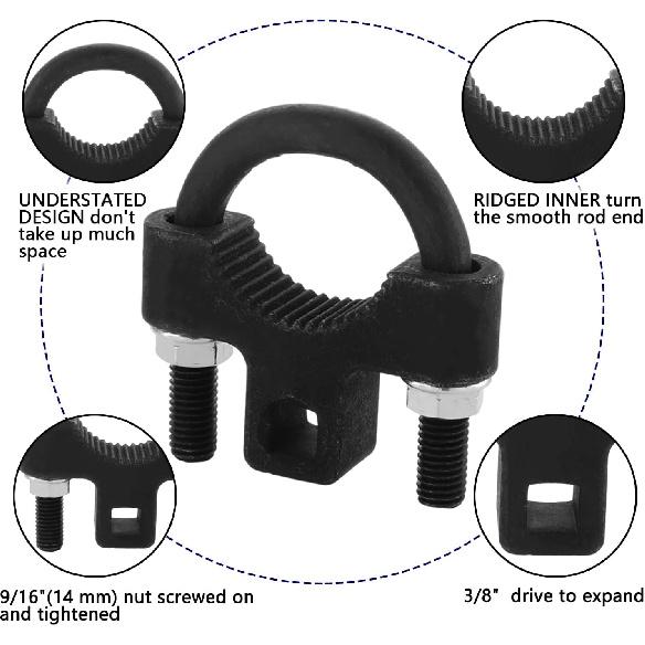 Inner Tie Rod Removal Tool 3/8” Tie Rod End Removal Tools 30-42Mm,Inner Tie Rod Hex Wrench Repair Removal Tools 29-42 Mm With 1/2" Drive Black