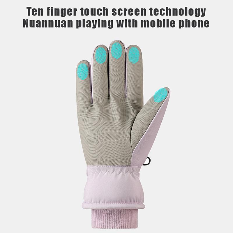 Winter Unisex Snowboard Ski Gloves Pu Leather Non-Slip Touch Screen Waterproof Motorcycle Cycling Fleece Warm Snow Gloves