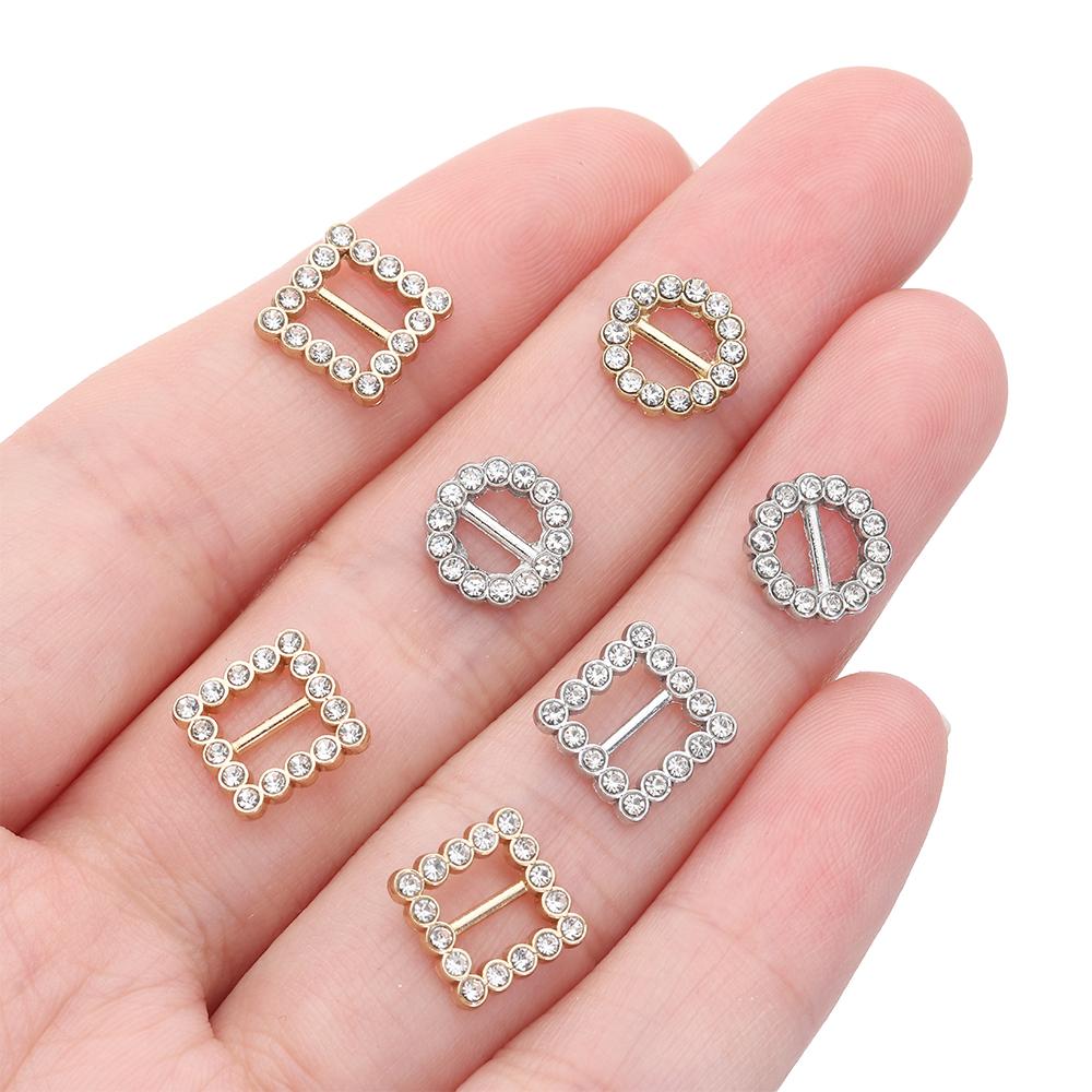 10Pcs 5MM Tri-glide Diamond Buckle Round/Square Belt Buttons Mini Ultra-small Diy Dolls Buckles Stuffed Toys Doll Bags Accessory