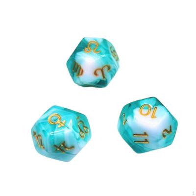 3 Piezas Dados de 12 Caras Dados de Astrología Suministros para Fiestas Juego Multifacético Carta Acrílico para Tablero