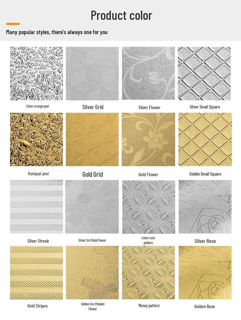 Fireproof, Waterproof, Oil-Resistant Self-Adhesive Aluminum Foil Wallpaper