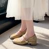 Fashion 2025 Hot Sale Mary Janes Women's High Heels Square Toe Chunky Heels Classics Daily & Office Pumps Women Shallow Slip On Shoes