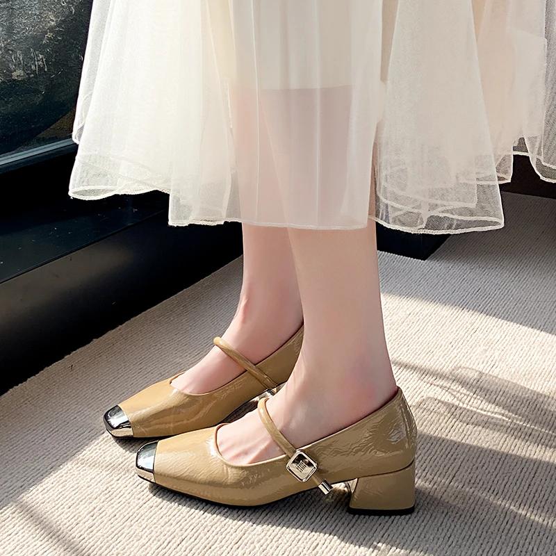 Fashion 2025 Hot Sale Mary Janes Women's High Heels Square Toe Chunky Heels Classics Daily & Office Pumps Women Shallow Slip On Shoes