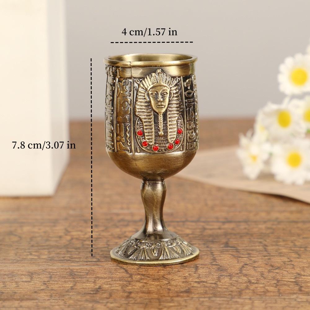 European Liquor Cup, Alloy Light Luxury Carved Pattern Goblet, Retro Mini Vodka Tumbler,  Creative Gift Home Decoration, 1pcs