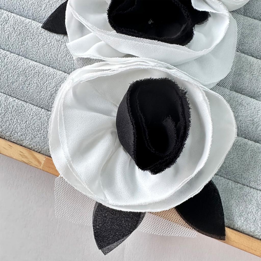 Black And White Color Scheme Handmade Diy Flower Accessories Headgear Accessories Wedding Dress Decoration Corsage Cloth Stickers Accessories