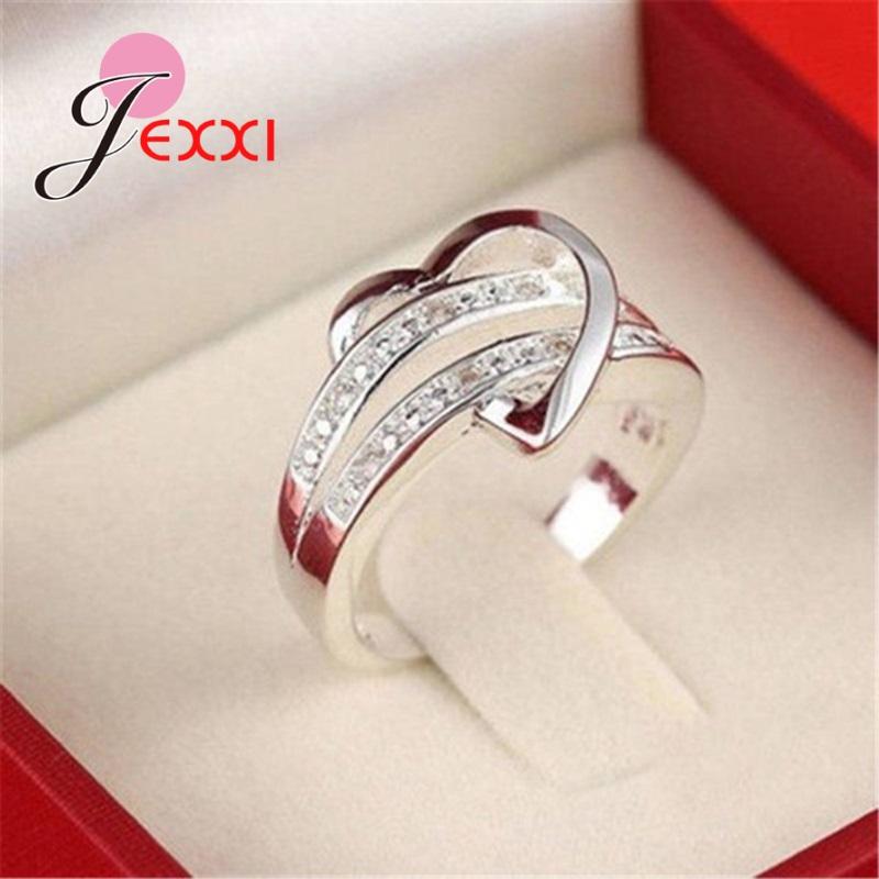 

Engagement Ring Heart Shape Double Rows Design Original 925 Silver Rings For Women Best Gift For Girlfriend Fashion 5