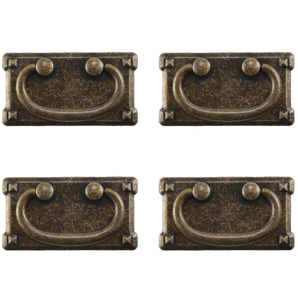 4pcs Vintage Antique Bronze Drawer Ring Pull Handles, Cabinet Door Furniture Handle Decoration